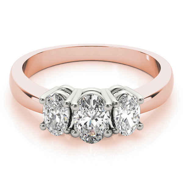 Three Stones Oval Tapered Engagement Ring - Elgrissy Diamonds