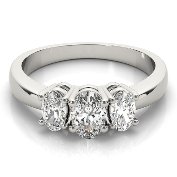 Three Stones Oval Tapered Engagement Ring - Elgrissy Diamonds