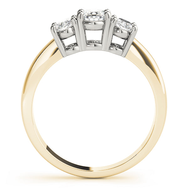 Three Stones Oval Tapered Engagement Ring - Elgrissy Diamonds