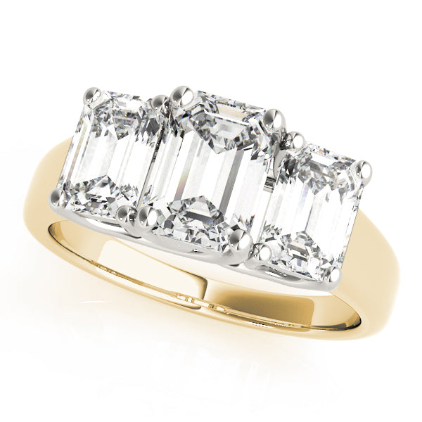 Three stones Emerald Cut Engagement Ring - Elgrissy Diamonds