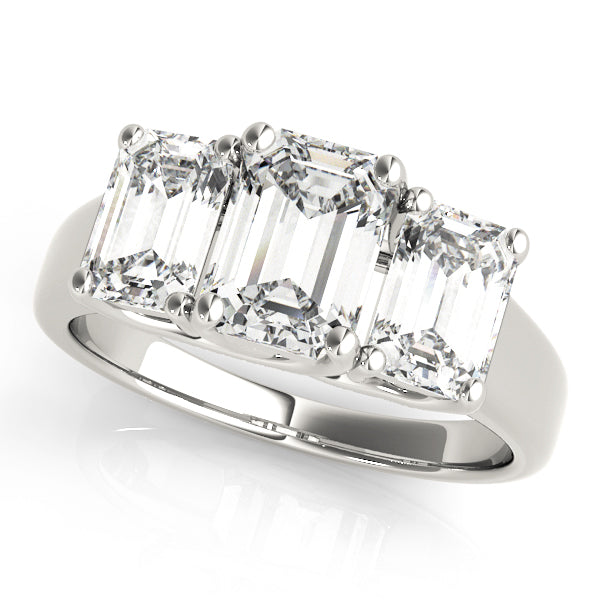 Three stones Emerald Cut Engagement Ring - Elgrissy Diamonds