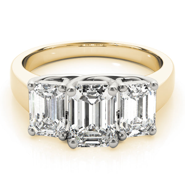 Three stones Emerald Cut Engagement Ring - Elgrissy Diamonds