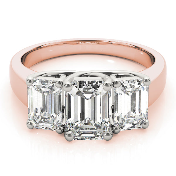 Three stones Emerald Cut Engagement Ring - Elgrissy Diamonds
