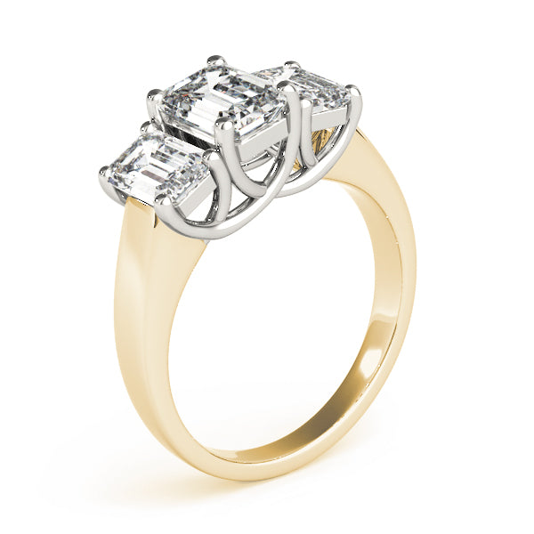 Three stones Emerald Cut Engagement Ring - Elgrissy Diamonds