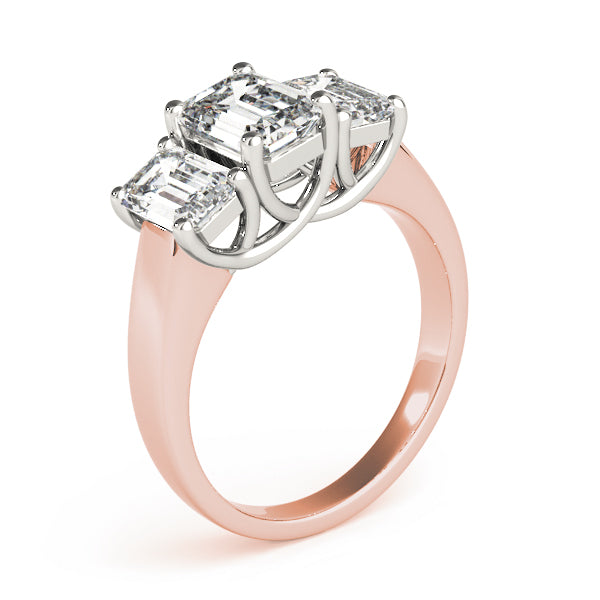Three stones Emerald Cut Engagement Ring - Elgrissy Diamonds