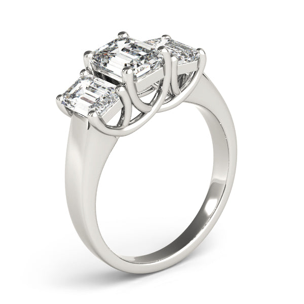 Three stones Emerald Cut Engagement Ring - Elgrissy Diamonds