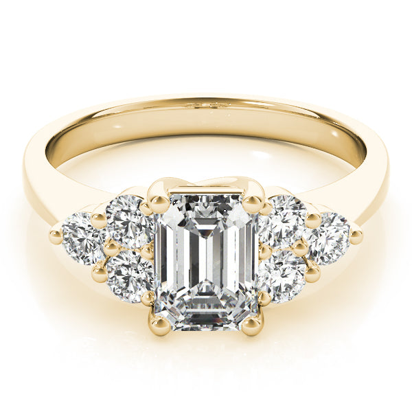 Emerald Cut Diamond with Cluster side stones Engagement Ring - Elgrissy Diamonds