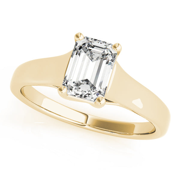 Simple Trellis Reverse Tapered Emerald Cut Engagement Ring - Elgrissy Diamonds