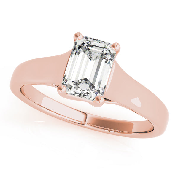 Simple Trellis Reverse Tapered Emerald Cut Engagement Ring - Elgrissy Diamonds