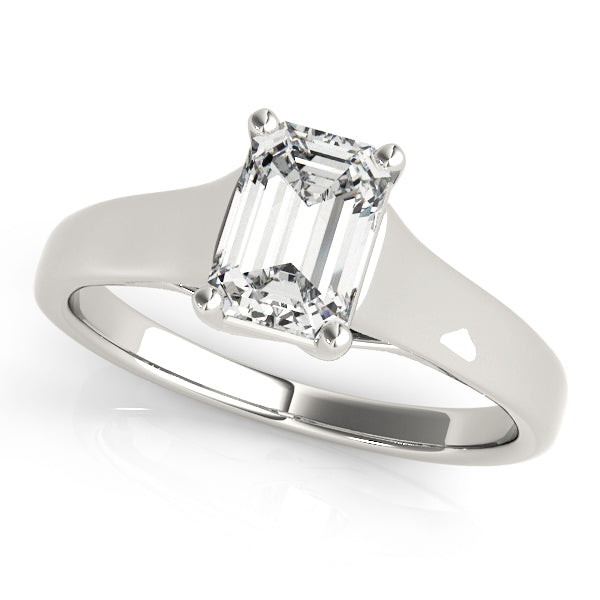Simple Trellis Reverse Tapered Emerald Cut Engagement Ring - Elgrissy Diamonds