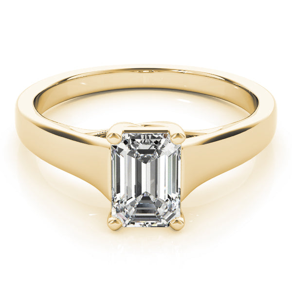 Simple Trellis Reverse Tapered Emerald Cut Engagement Ring - Elgrissy Diamonds