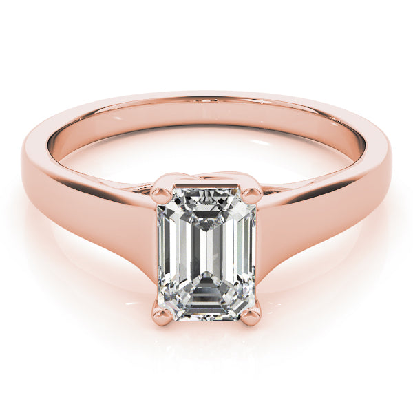 Simple Trellis Reverse Tapered Emerald Cut Engagement Ring - Elgrissy Diamonds
