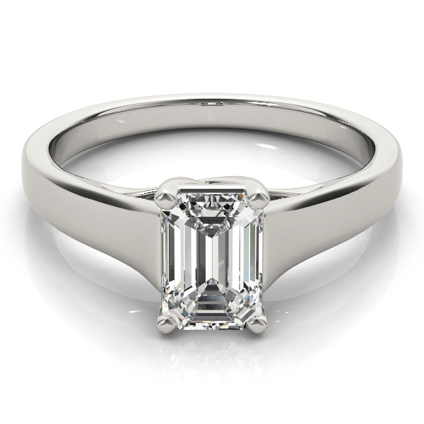 Simple Trellis Reverse Tapered Emerald Cut Engagement Ring - Elgrissy Diamonds