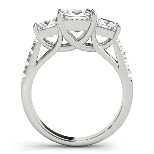 Three Stones Trellis Pavé Princess Cut Engagement Ring - Elgrissy Diamonds