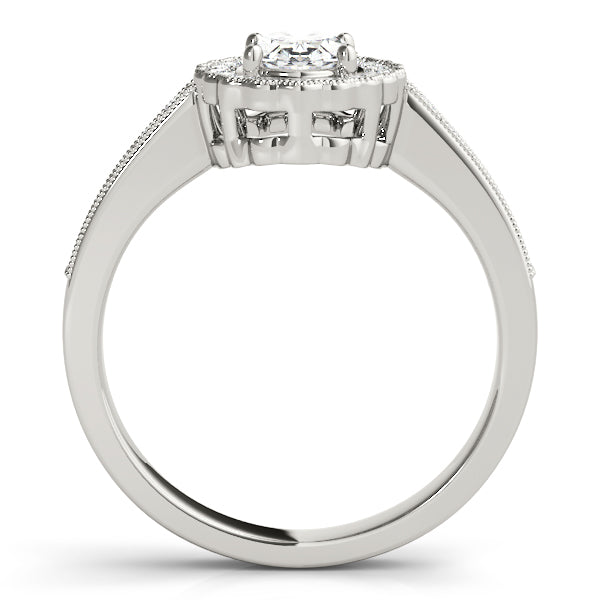 Vintage Floral Oval Halo Channel Engagement Ring - Elgrissy Diamonds