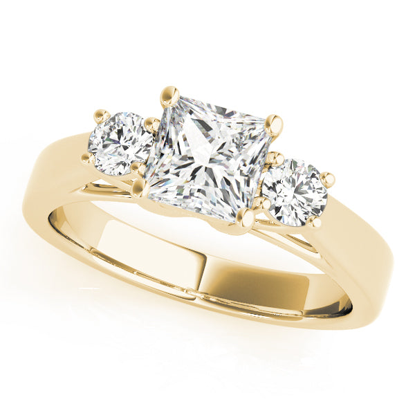 Three Stones Tapered Princess Cut Engagement Ring - Elgrissy Diamonds