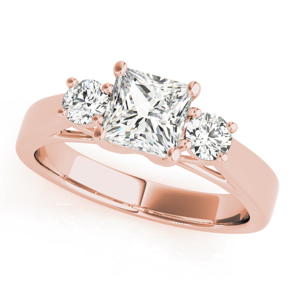 Three Stones Tapered Princess Cut Engagement Ring - Elgrissy Diamonds