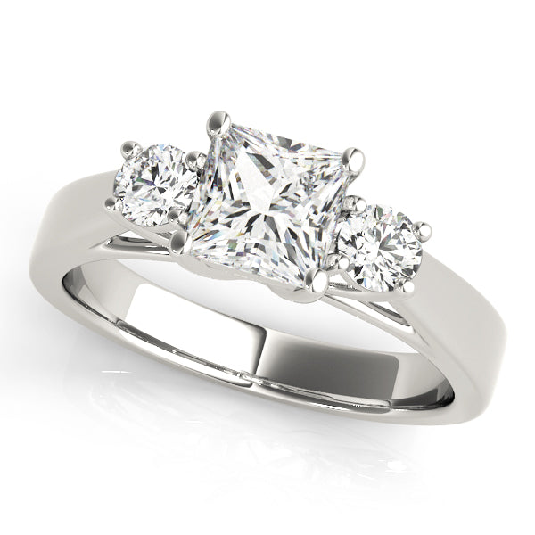 Three Stones Tapered Princess Cut Engagement Ring - Elgrissy Diamonds