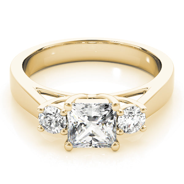 Three Stones Tapered Princess Cut Engagement Ring - Elgrissy Diamonds