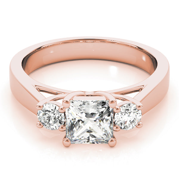 Three Stones Tapered Princess Cut Engagement Ring - Elgrissy Diamonds