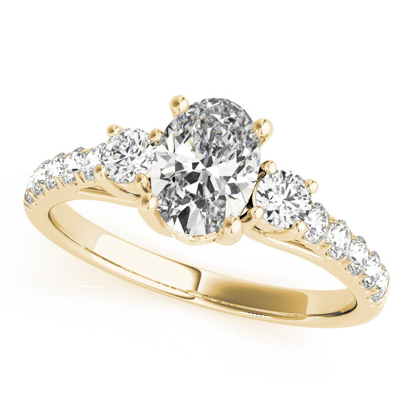Three stones Trellis Pavé Oval Engagement Ring - Elgrissy Diamonds