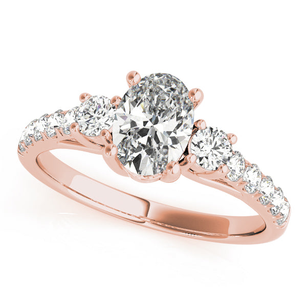 Three stones Trellis Pavé Oval Engagement Ring - Elgrissy Diamonds