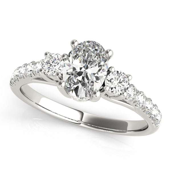 Three stones Trellis Pavé Oval Engagement Ring - Elgrissy Diamonds