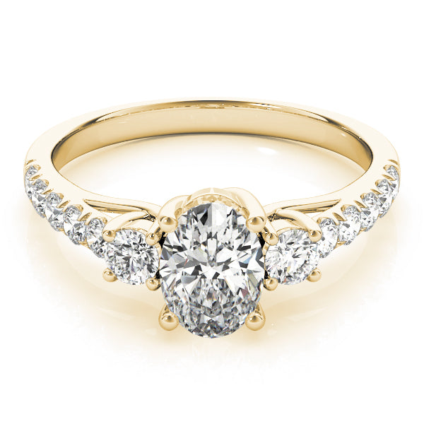 Three stones Trellis Pavé Oval Engagement Ring - Elgrissy Diamonds