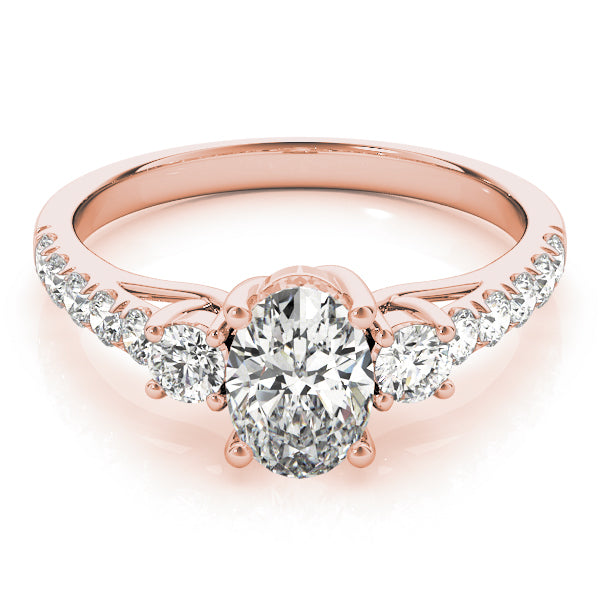 Three stones Trellis Pavé Oval Engagement Ring - Elgrissy Diamonds