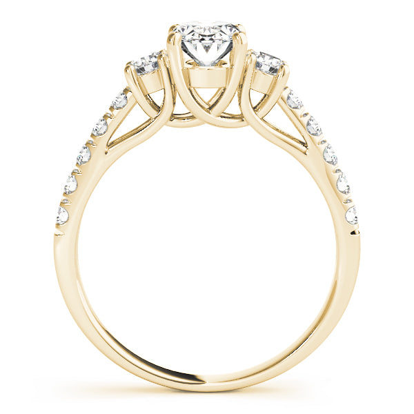 Three stones Trellis Pavé Oval Engagement Ring - Elgrissy Diamonds