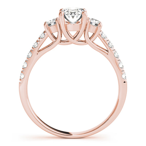 Three stones Trellis Pavé Oval Engagement Ring - Elgrissy Diamonds
