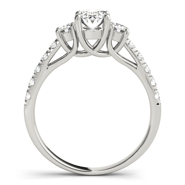 Three stones Trellis Pavé Oval Engagement Ring - Elgrissy Diamonds