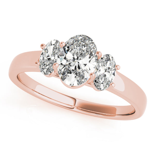 Three stones Trellis Oval Engagement Ring - Elgrissy Diamonds