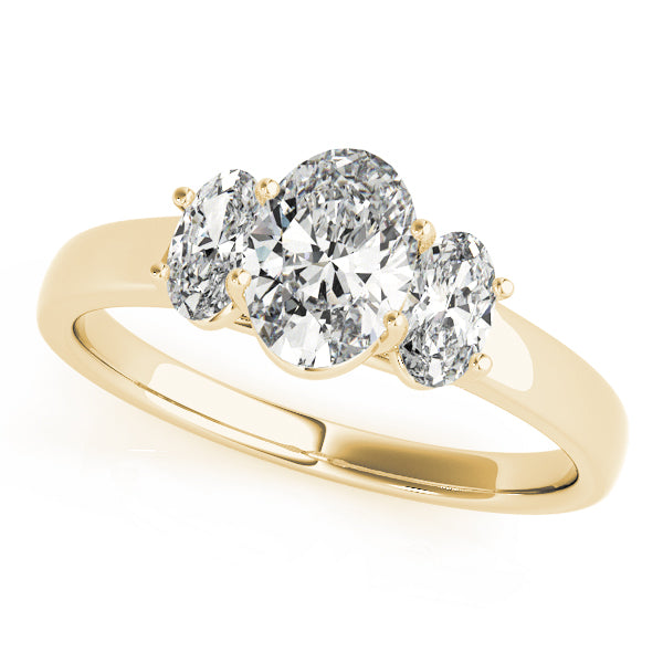 Three stones Oval engagement ring with Three sided Pavé - Elgrissy Diamonds