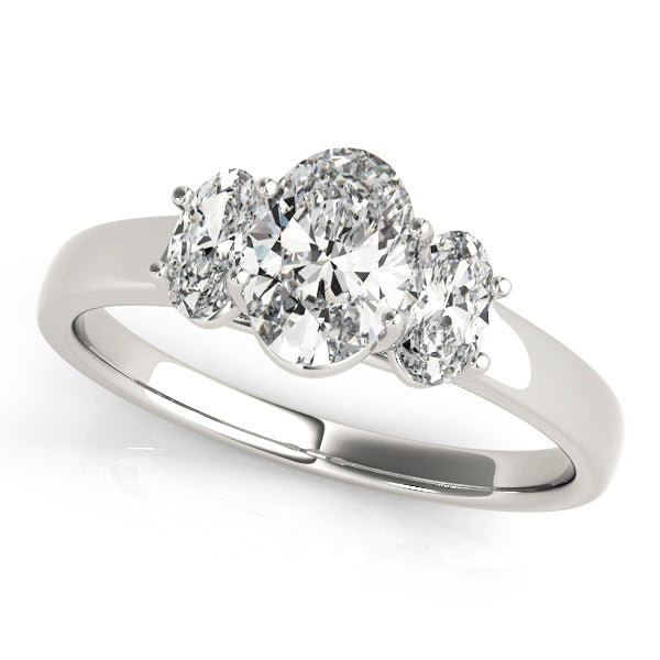 Three stones Trellis Oval Engagement Ring - Elgrissy Diamonds