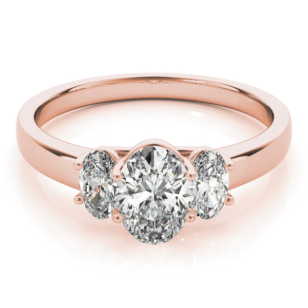 Three stones Trellis Oval Engagement Ring - Elgrissy Diamonds
