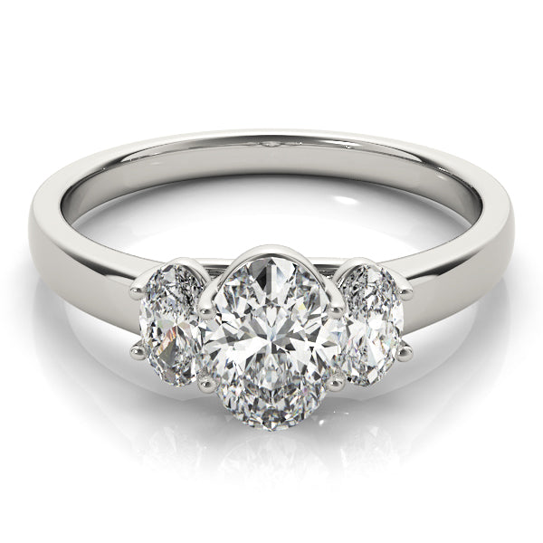Three stones Oval engagement ring with Three sided Pavé - Elgrissy Diamonds