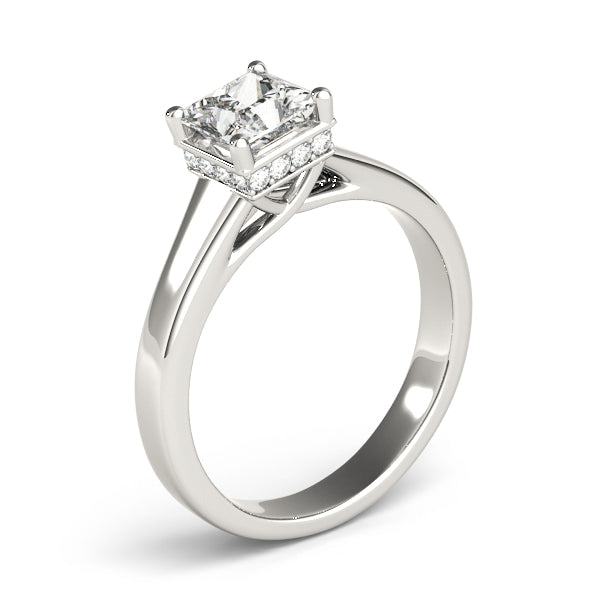 Classic Hidden Halo Princess Cut Engagement Ring - Elgrissy Diamonds
