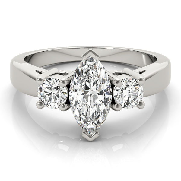 Marquise Three-Stone Diamond Engagement Ring - Elgrissy Diamonds