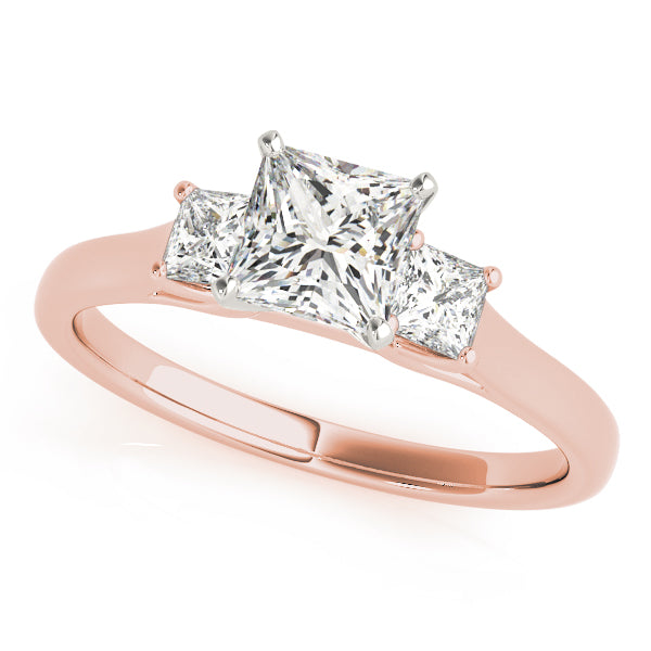 High Profile Three Stones Trellis Princess Cut Engagement Ring - Elgrissy Diamonds