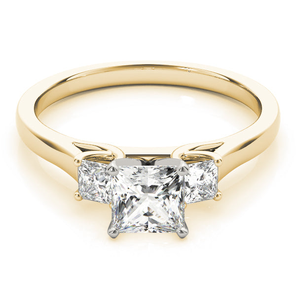High Profile Three Stones Trellis Princess Cut Engagement Ring - Elgrissy Diamonds