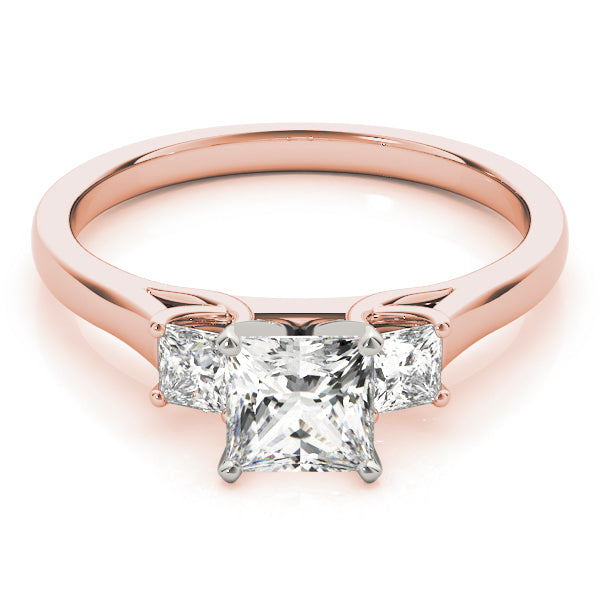High Profile Three Stones Trellis Princess Cut Engagement Ring - Elgrissy Diamonds