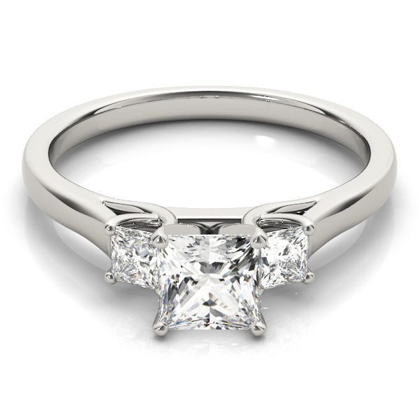 High Profile Three Stones Trellis Princess Cut Engagement Ring - Elgrissy Diamonds