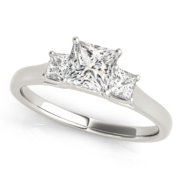 High Profile Three Stones Trellis Princess Cut Engagement Ring - Elgrissy Diamonds