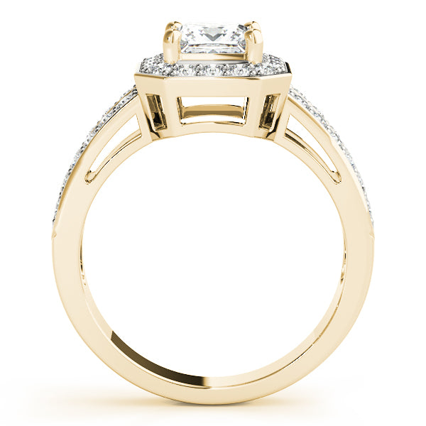 Vintage Halo Chanel Split Shank Princess Cut Engagement Ring - Elgrissy Diamonds