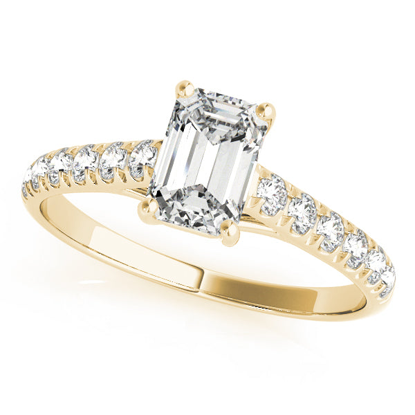 Classic Cathedral Pavé Trellis Emerald Cut Engagement Ring - Elgrissy Diamonds
