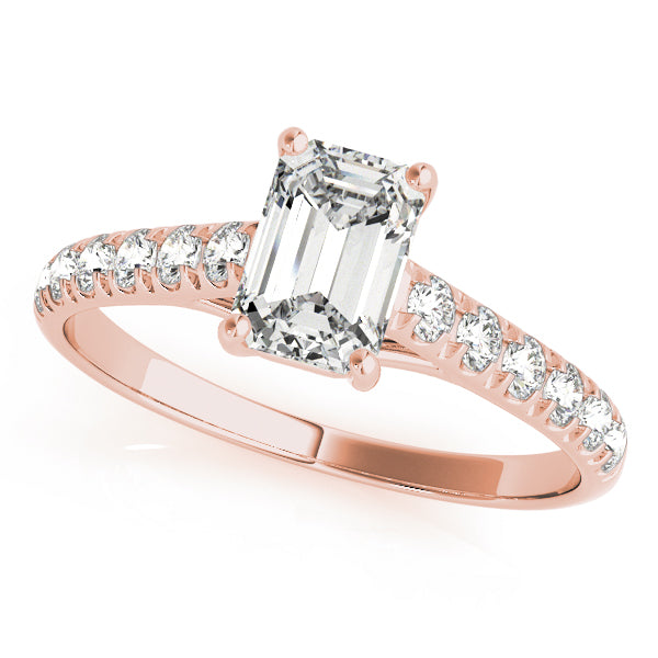 Classic Cathedral Pavé Trellis Emerald Cut Engagement Ring - Elgrissy Diamonds
