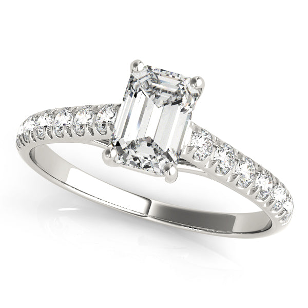 Classic Cathedral Pavé Trellis Emerald Cut Engagement Ring - Elgrissy Diamonds