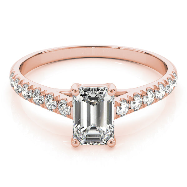 Classic Cathedral Pavé Trellis Emerald Cut Engagement Ring - Elgrissy Diamonds