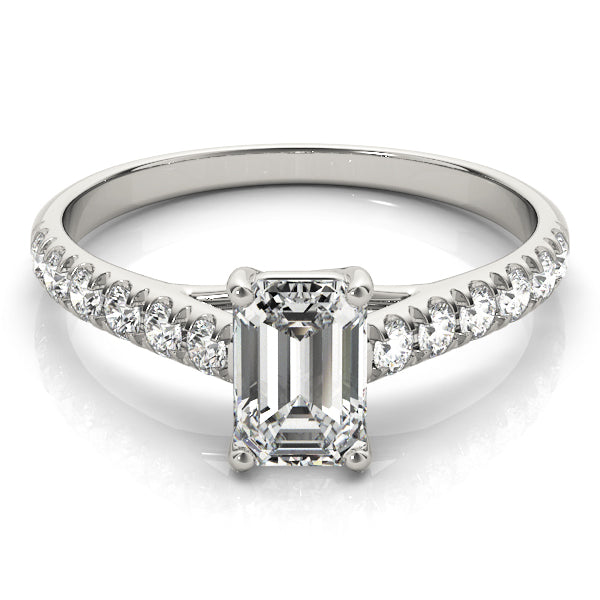 Classic Cathedral Pavé Trellis Emerald Cut Engagement Ring - Elgrissy Diamonds